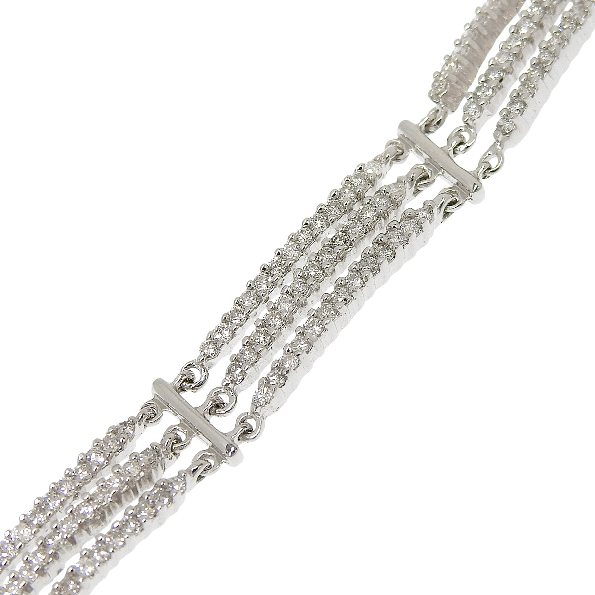三列 ダイヤモンド ブレスレット D2.56 ホワイトゴールド K18WG 13.6g