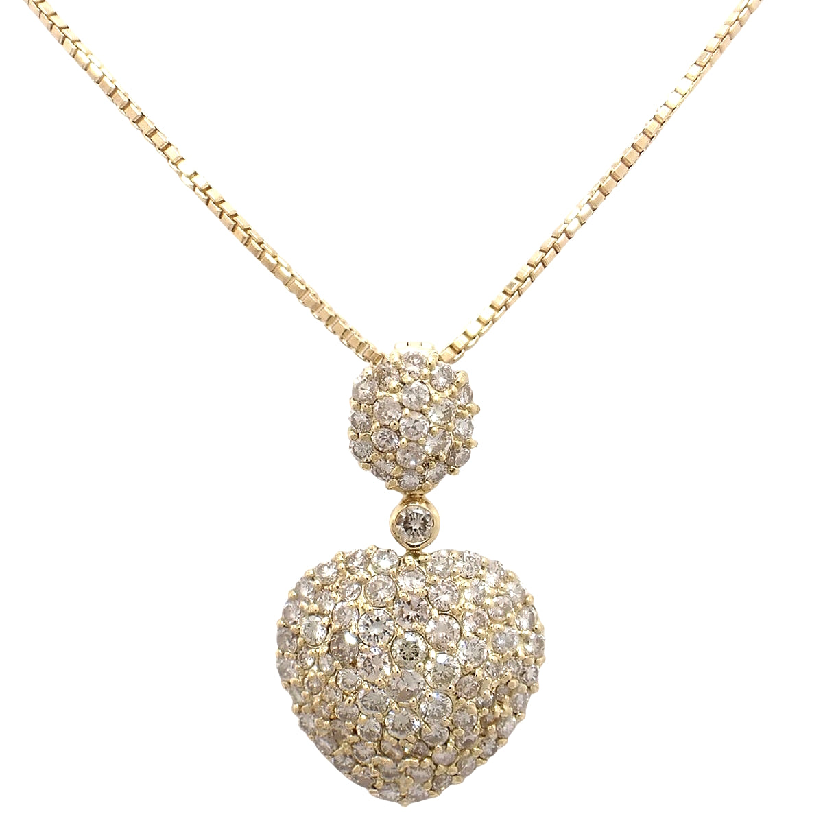 Heart Motif Pavé Diamond Necklace D2.50 K18YG 11.4g
