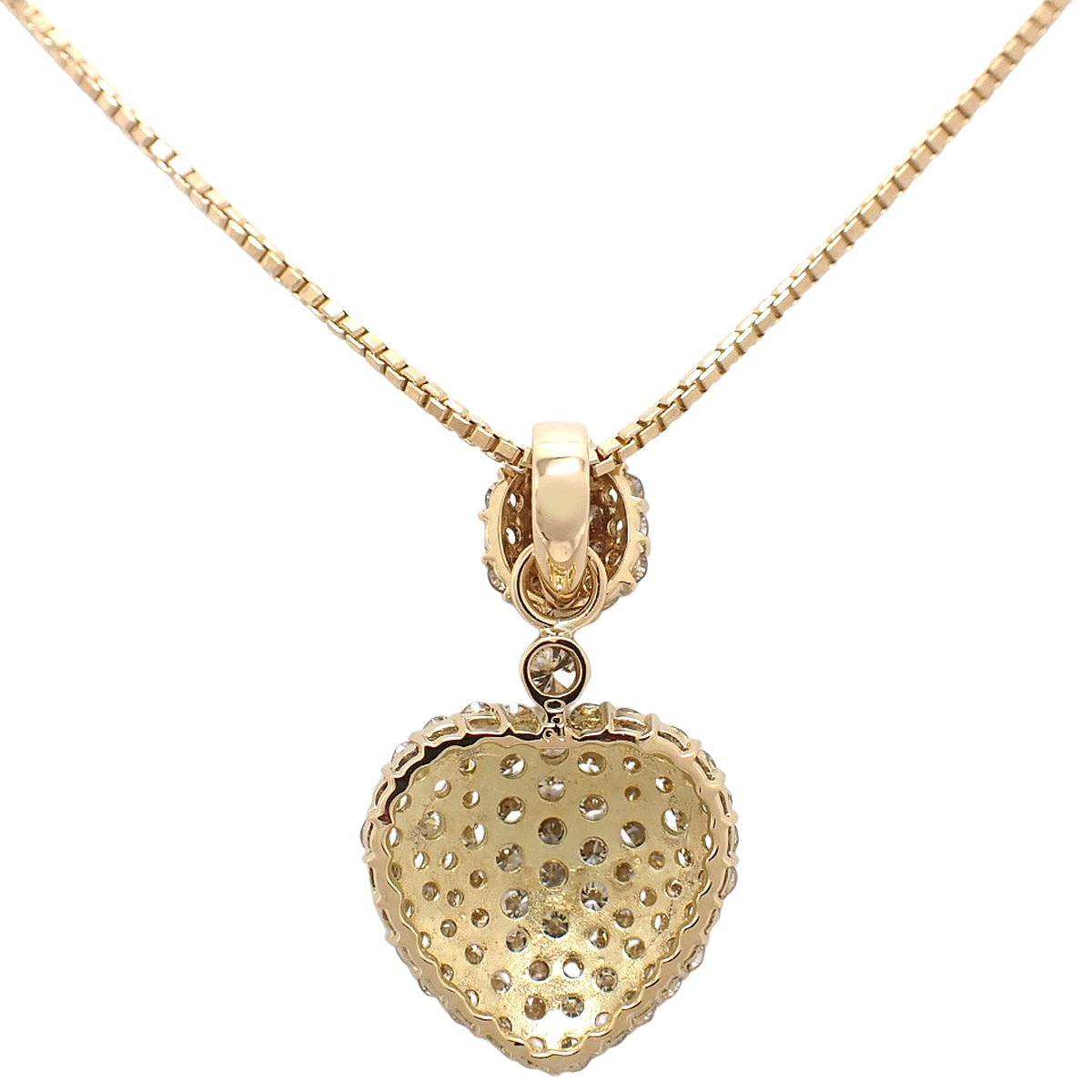 Heart Motif Pavé Diamond Necklace D2.50 K18YG 11.4g