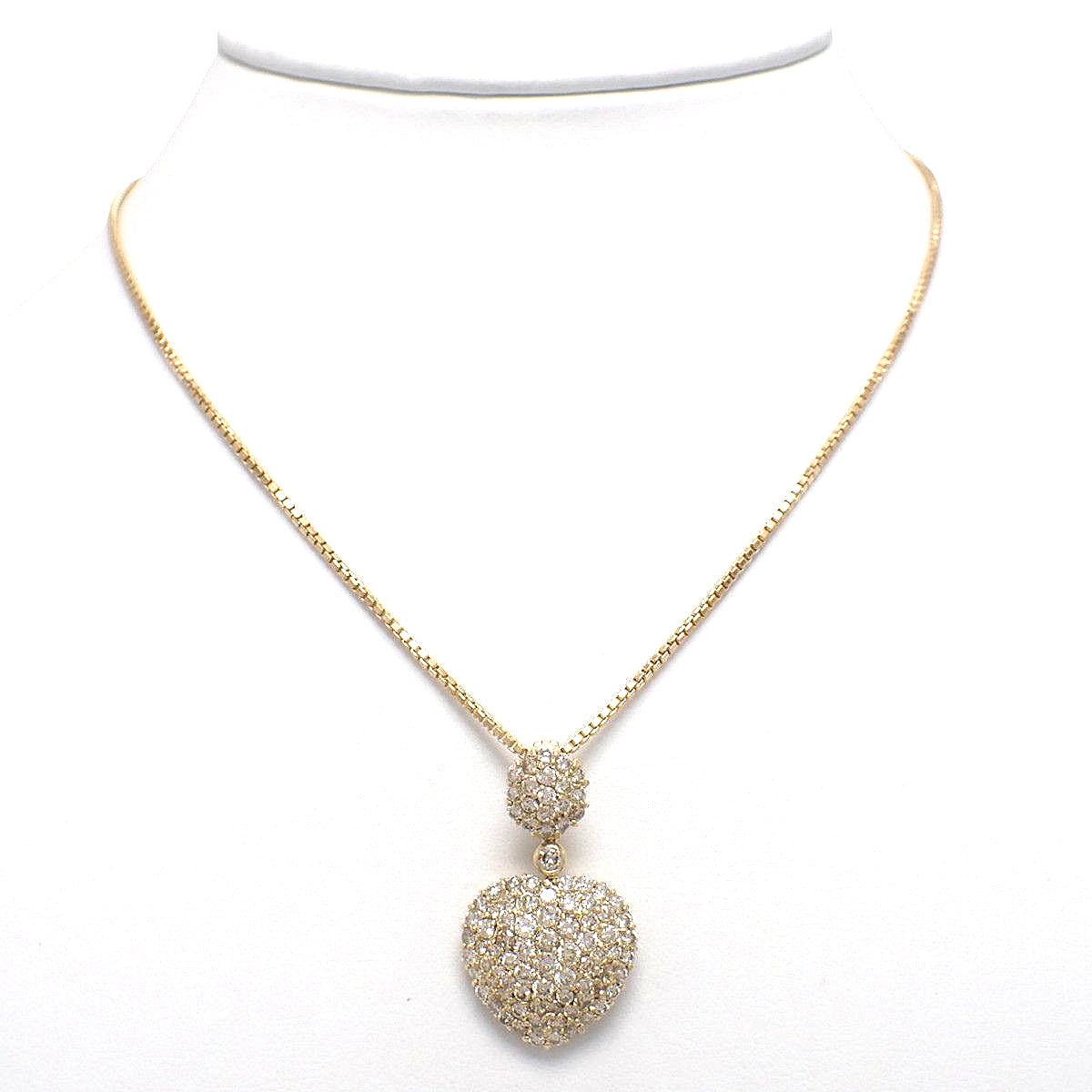 Heart Motif Pavé Diamond Necklace D2.50 K18YG 11.4g