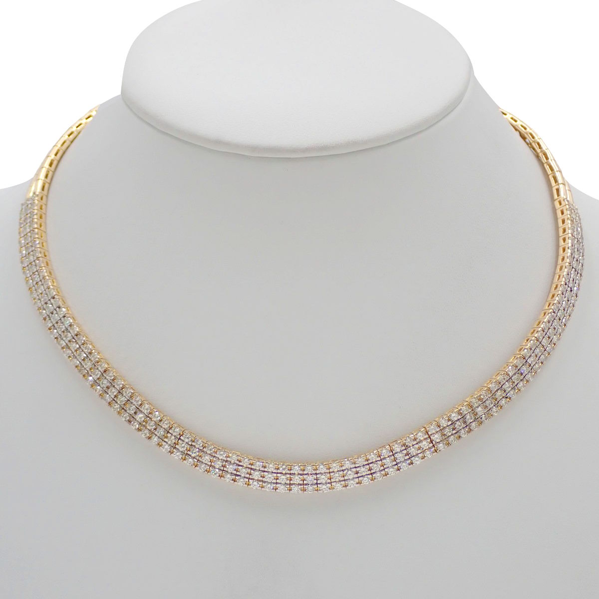Triple Line Diamond Necklace D11.0 Yellow Gold K18YG