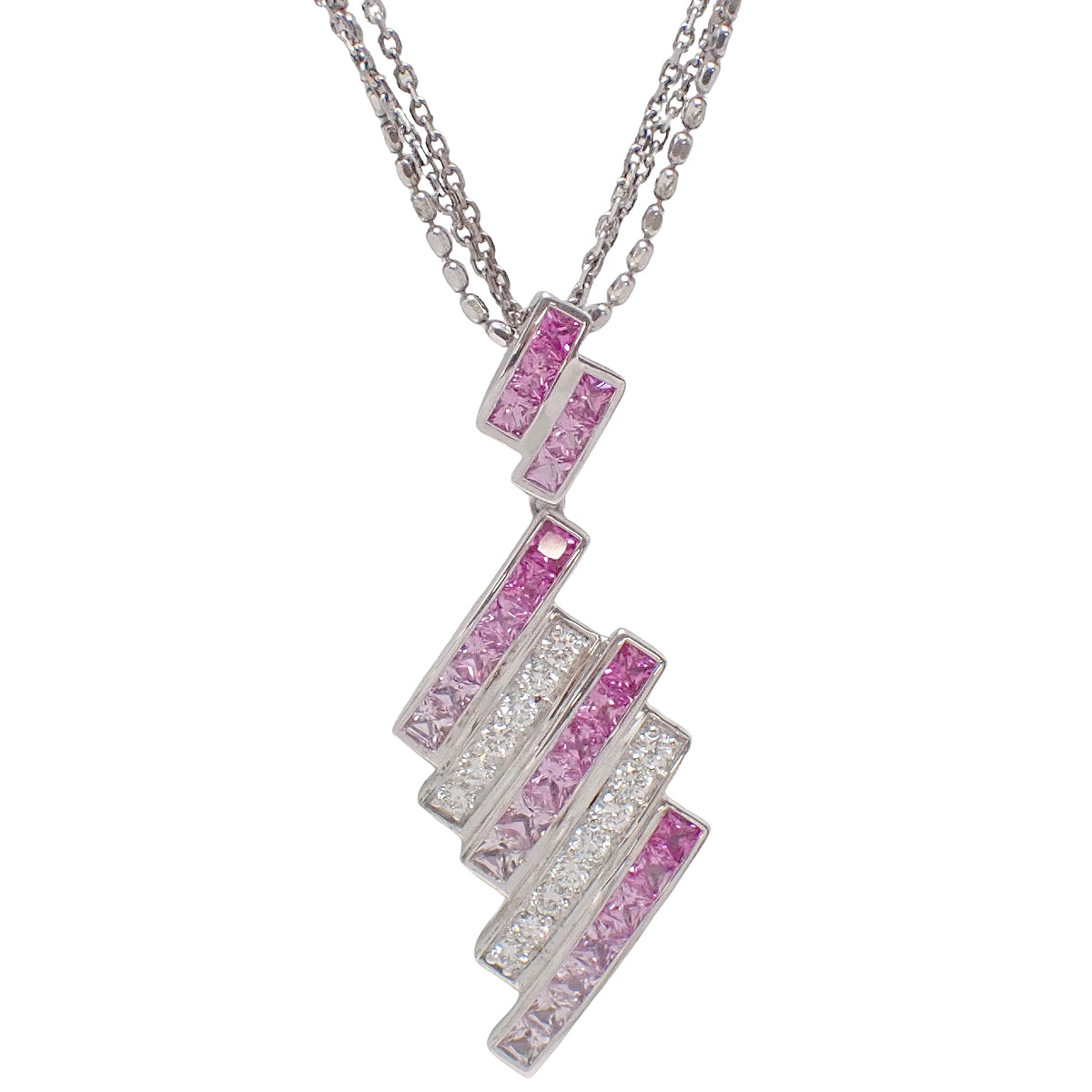 Pink sapphire and diamond necklace PS2.34/D0.41 White gold K18WG 1.62g
