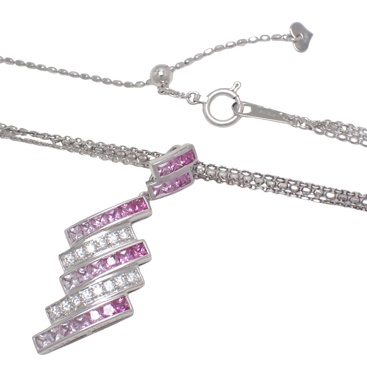 Pink sapphire and diamond necklace PS2.34/D0.41 White gold K18WG 1.62g