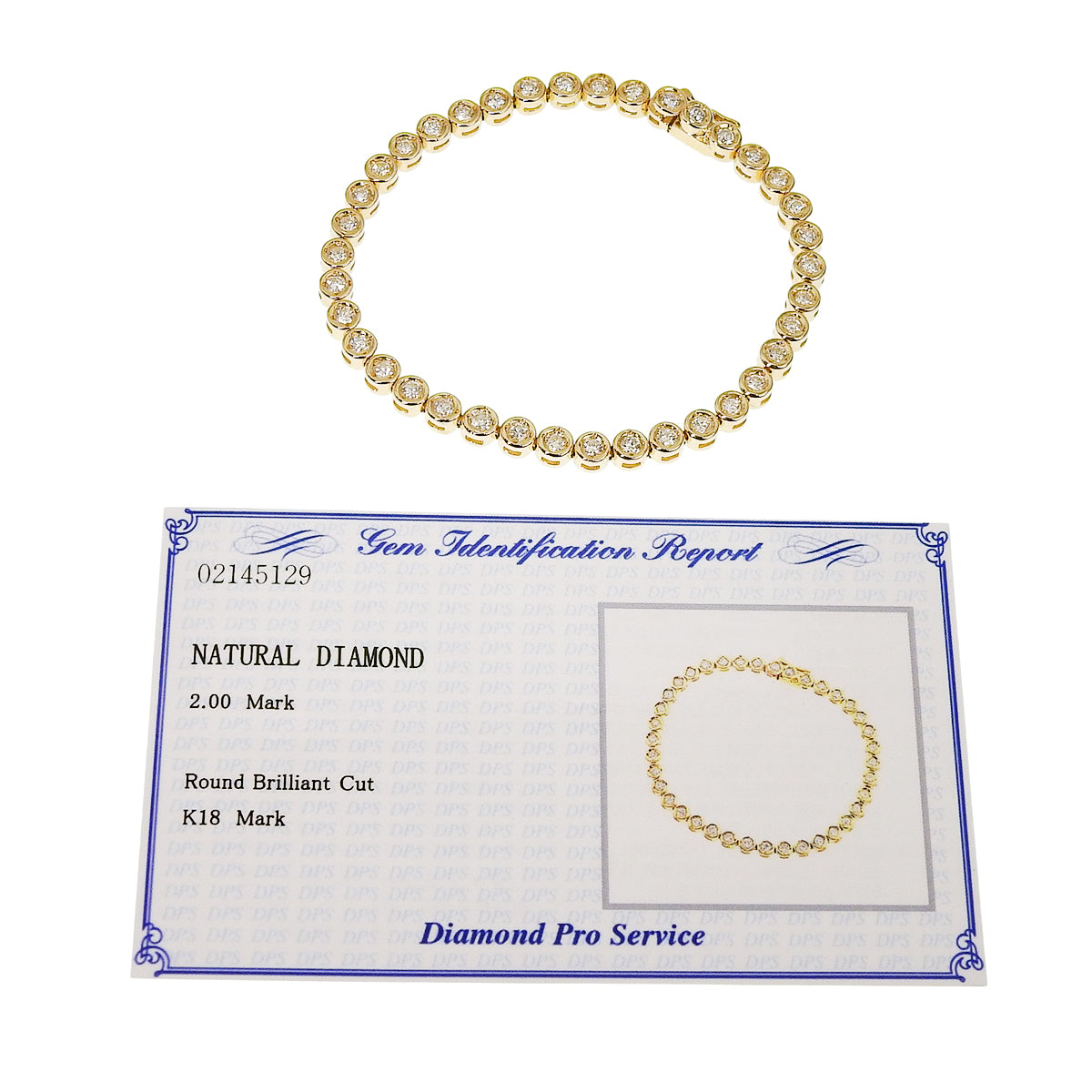 Diamond Tennis Bracelet D2.00 Yellow Gold K18YG 13.7g