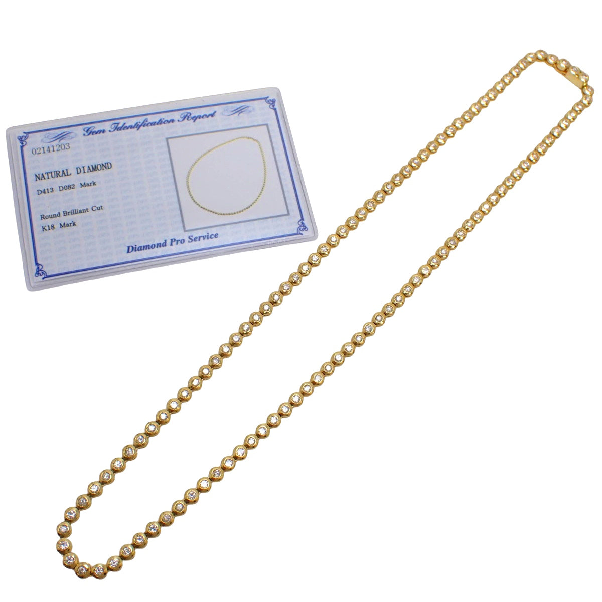 Diamond tennis necklace D4.13,0.82 in 18K yellow gold