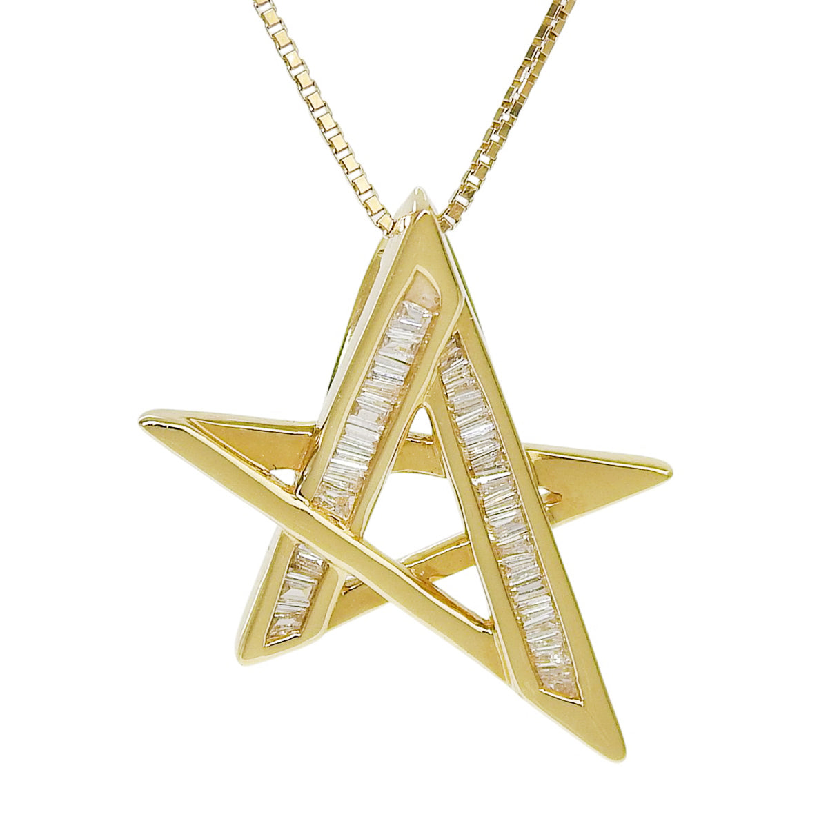 Star Diamond Necklace D0.20 Yellow Gold K18YG 4.3g