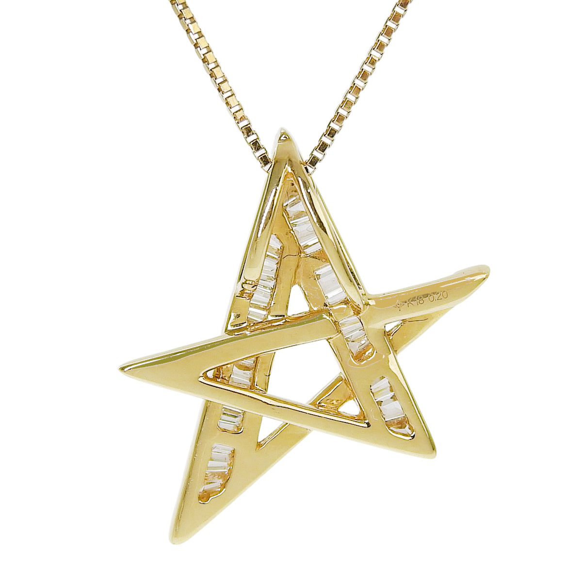 Star Diamond Necklace D0.20 Yellow Gold K18YG 4.3g