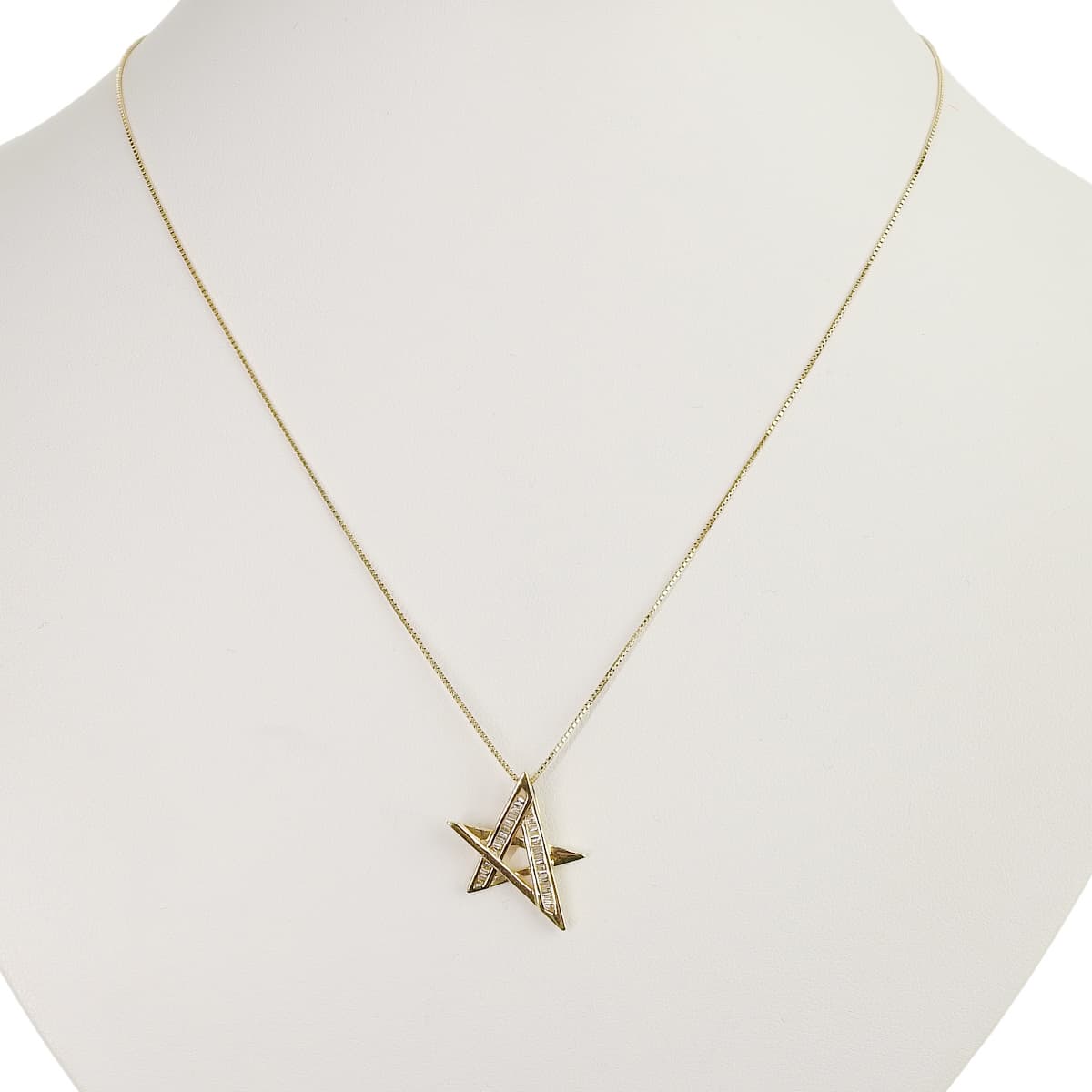 Star Diamond Necklace D0.20 Yellow Gold K18YG 4.3g