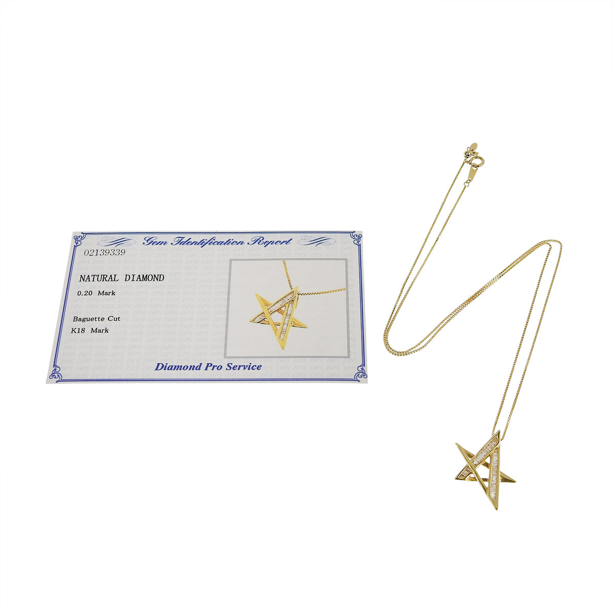 Star Diamond Necklace D0.20 Yellow Gold K18YG 4.3g