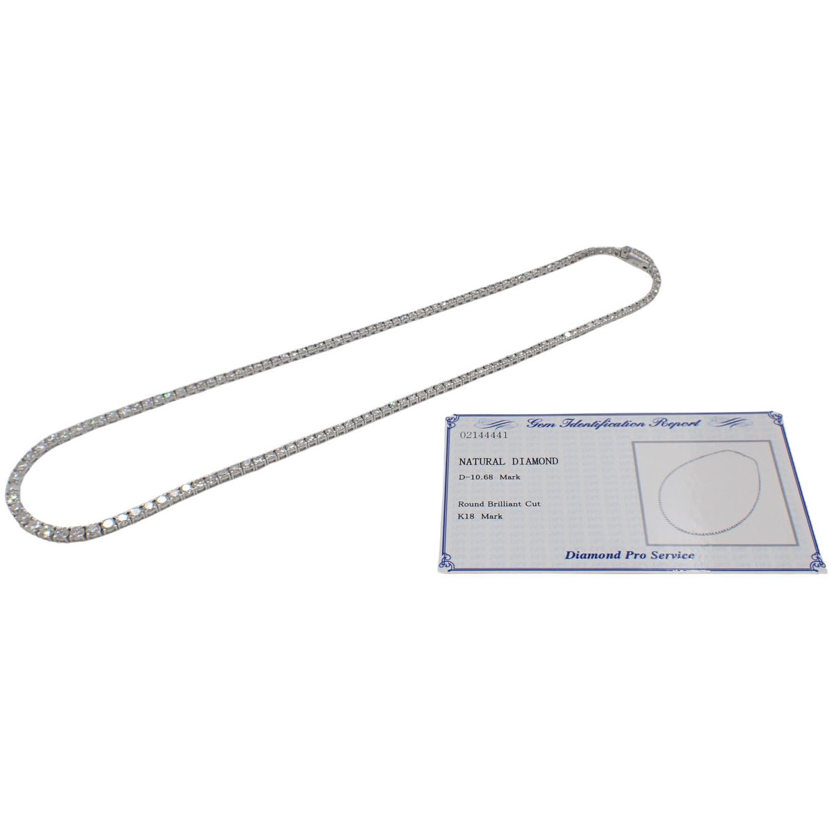 D10.68 White Gold K18WG Diamond Tennis Necklace