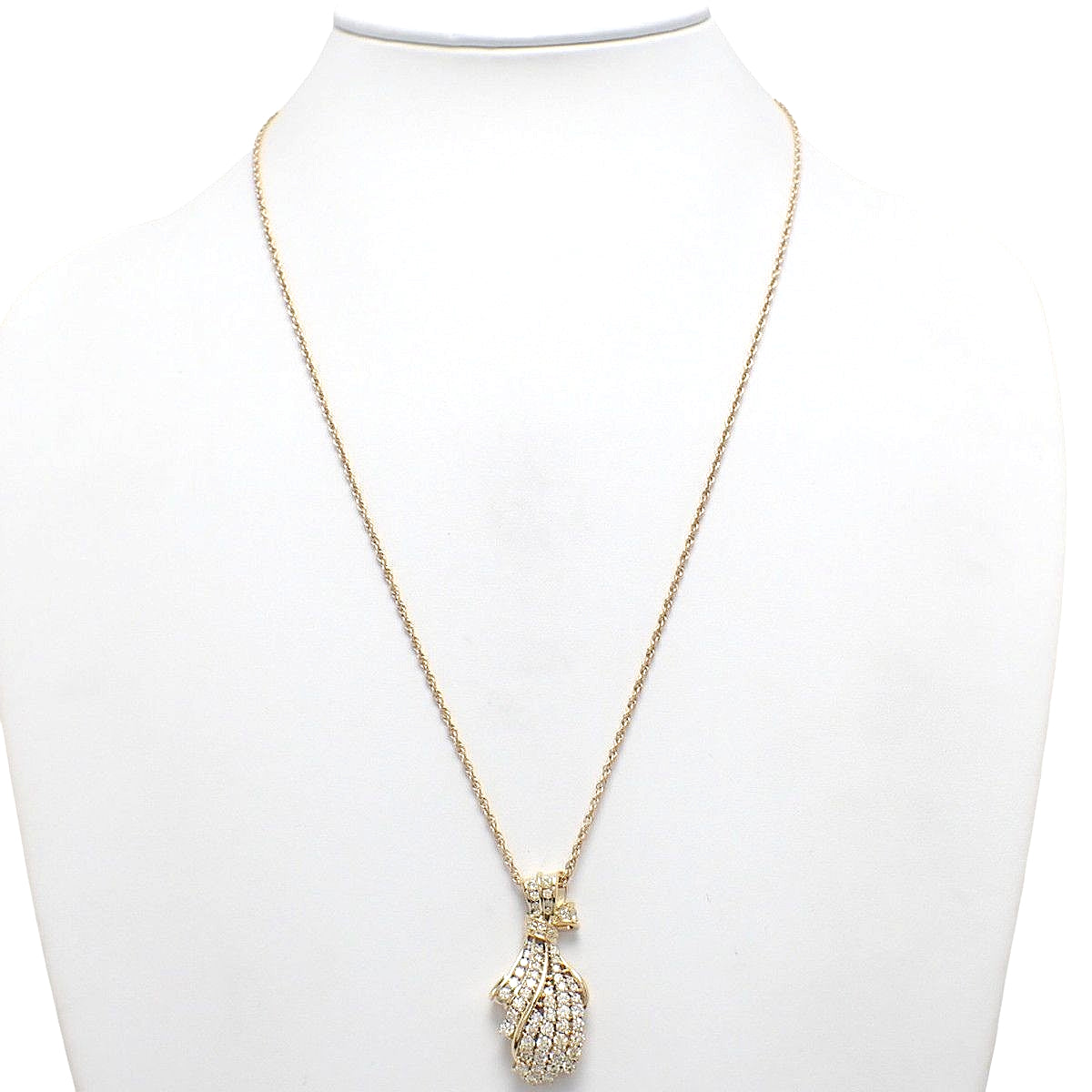 ダイヤモンド リボン ネックレス D0.95 イエローゴールド K18YG 13.6g