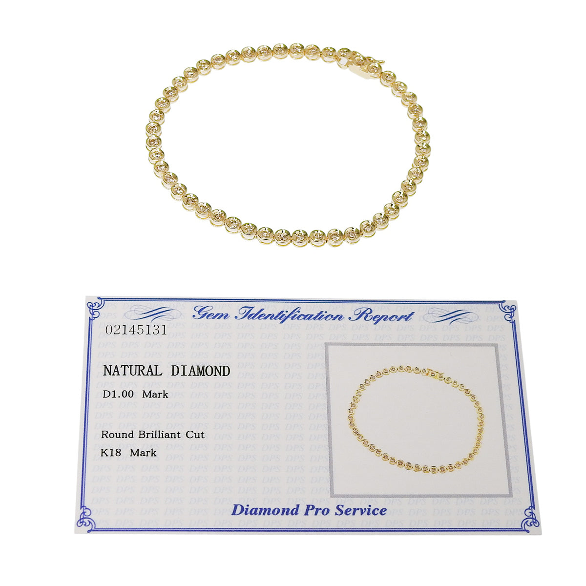 ダイヤモンド テニスブレスレット D1.00 イエローゴールド K18YG 7.5g
