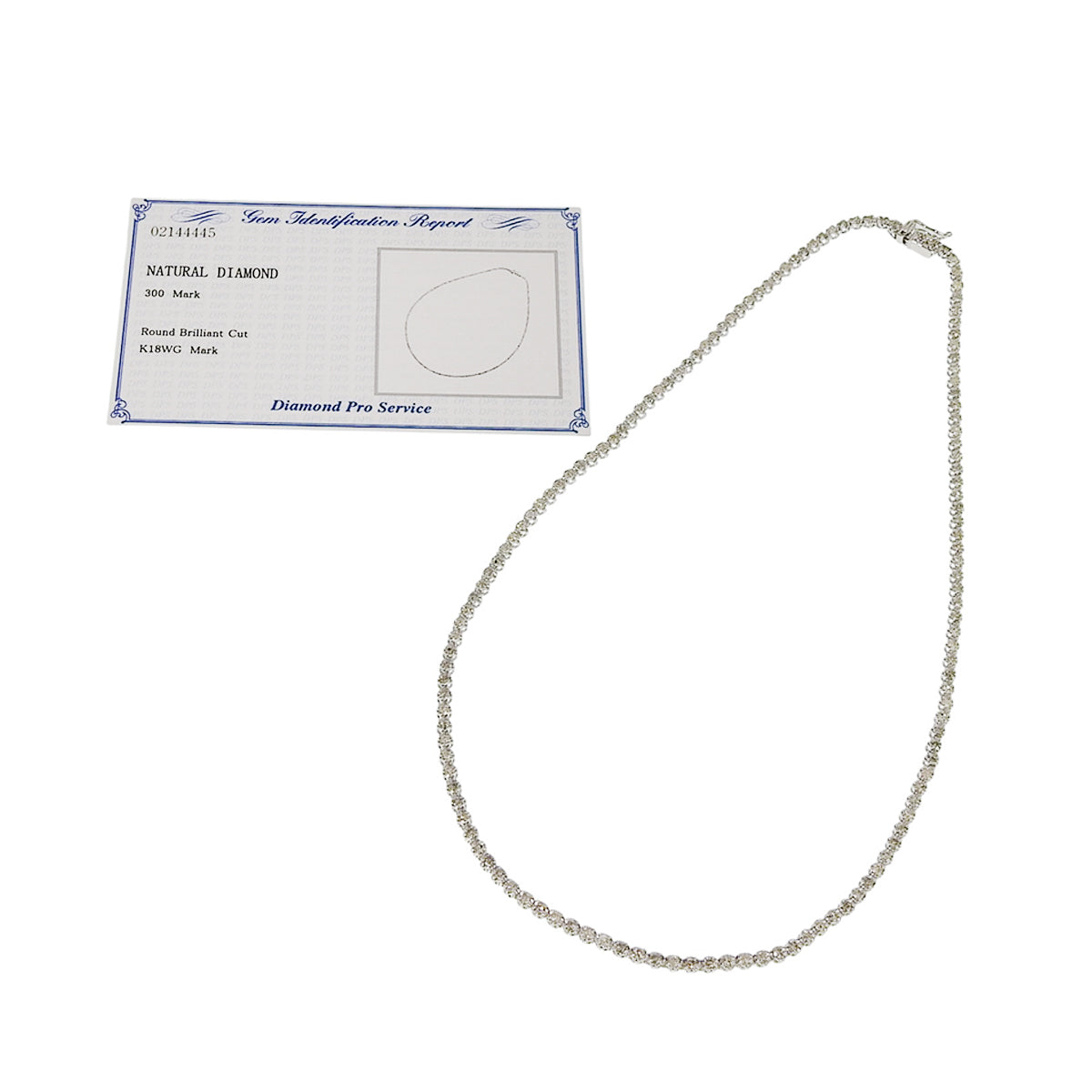 フルダイヤモンド ネックレス D3.00 ホワイトゴールド K18WG 10.6g