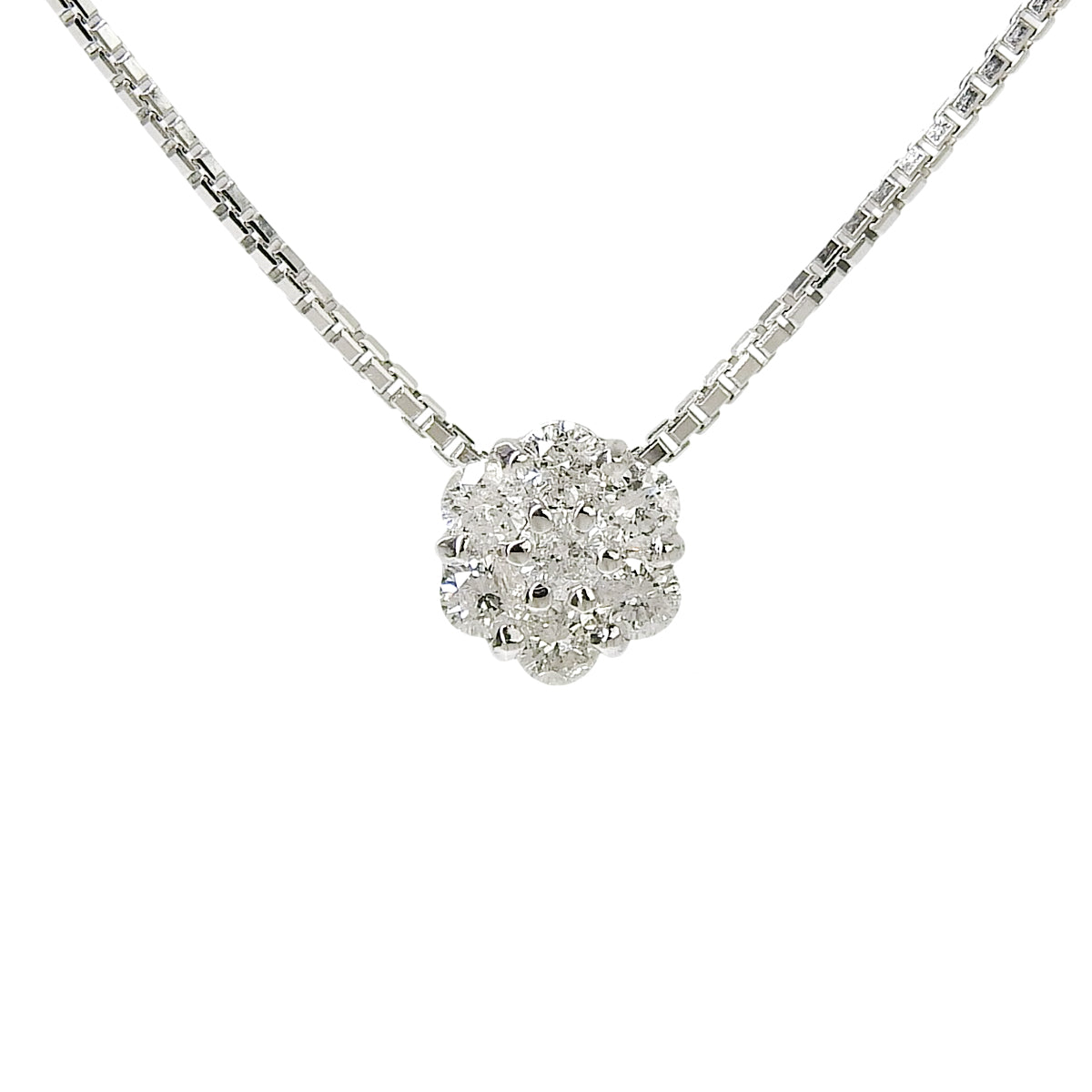 Flower Diamond Necklace D0.355 White Gold K18WG 4.8g