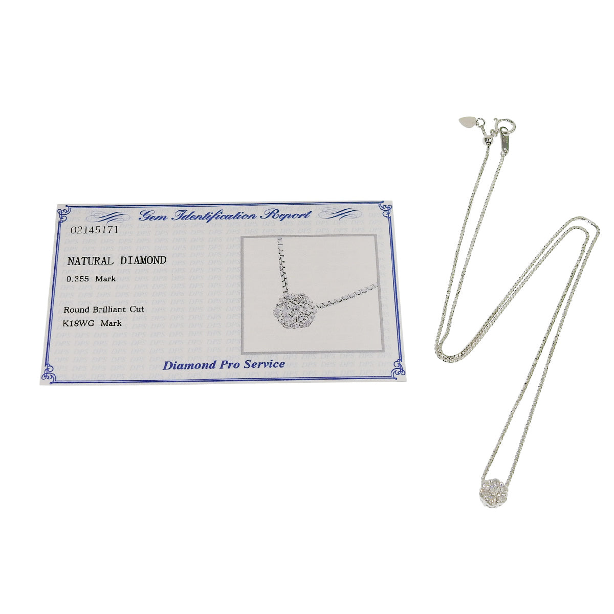 フラワー ダイヤモンド ネックレス D0.355 ホワイトゴールド K18WG 4.8g