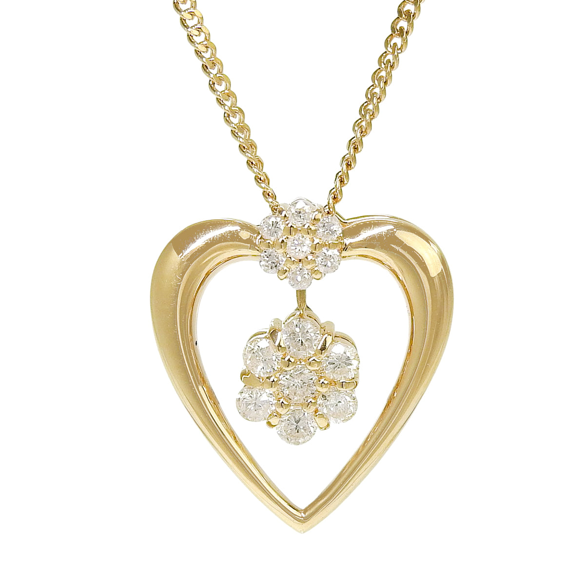 Heart Flower Diamond Necklace D0.51 Yellow Gold K18YG 7.0g