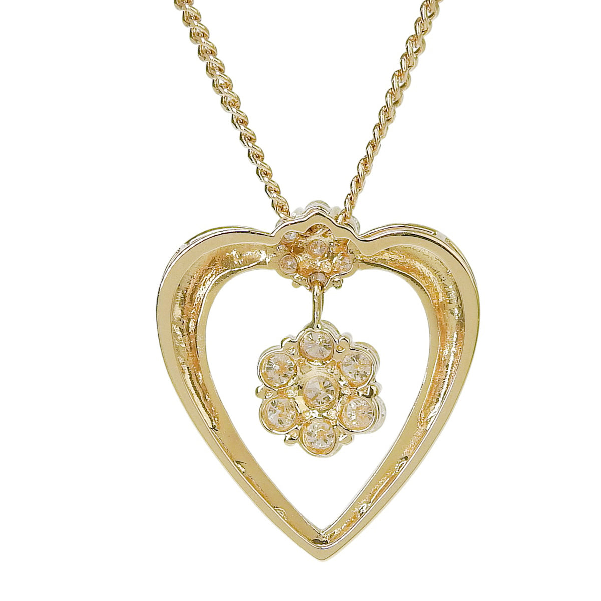 Heart Flower Diamond Necklace D0.51 Yellow Gold K18YG 7.0g