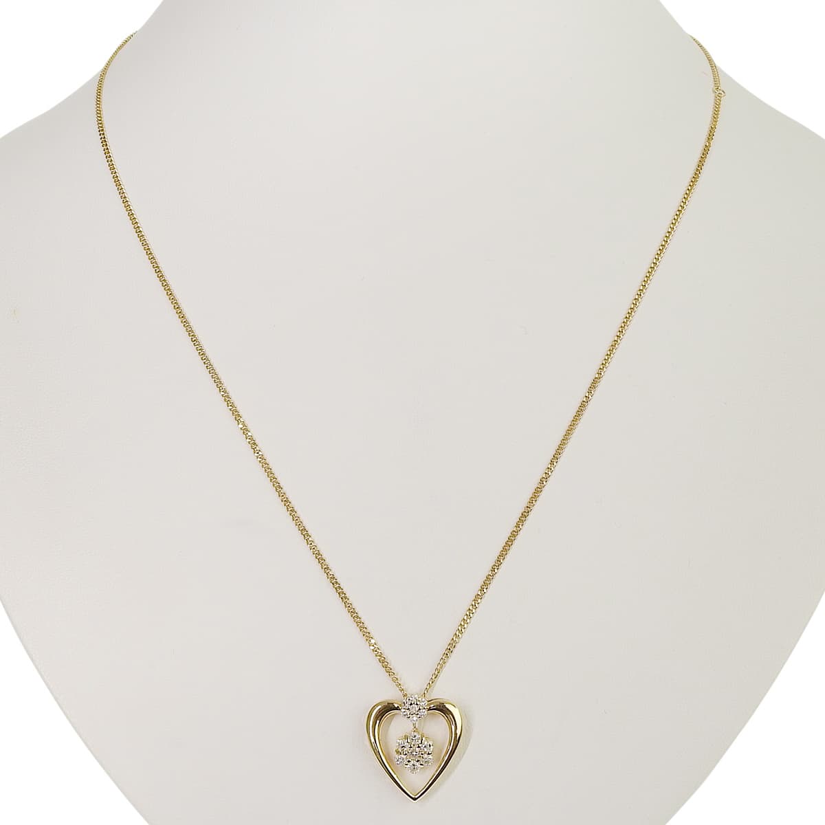 Heart Flower Diamond Necklace D0.51 Yellow Gold K18YG 7.0g