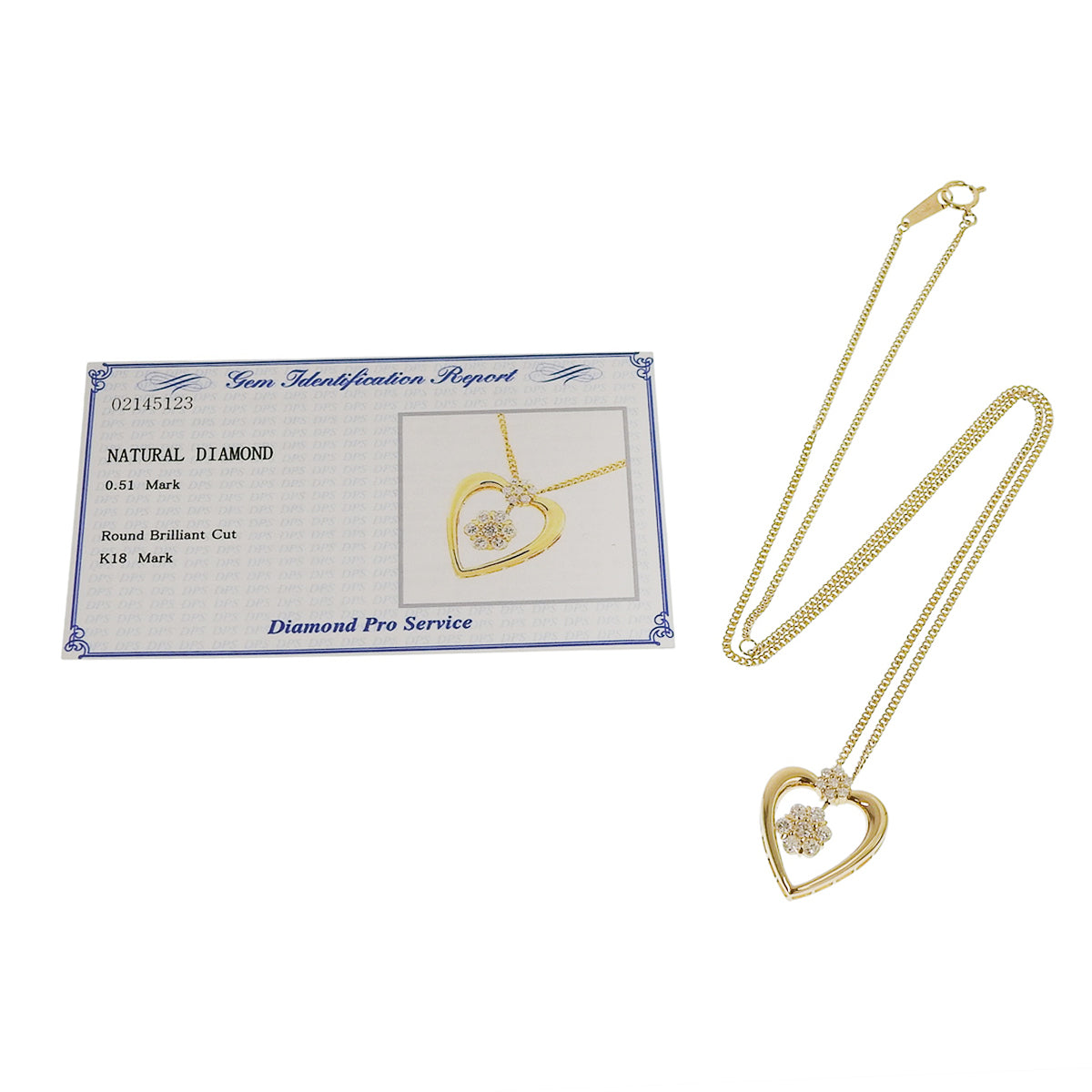 Heart Flower Diamond Necklace D0.51 Yellow Gold K18YG 7.0g