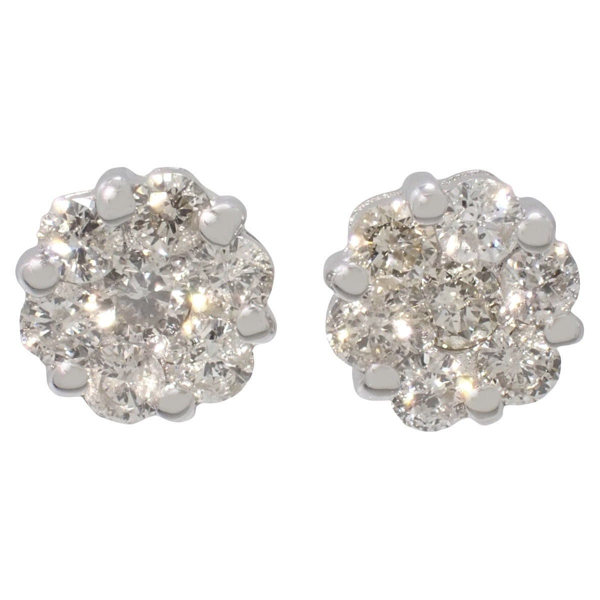 Flower Diamond Pierced Earrings D0.25,0.25 White Gold K18WG 0.9g
