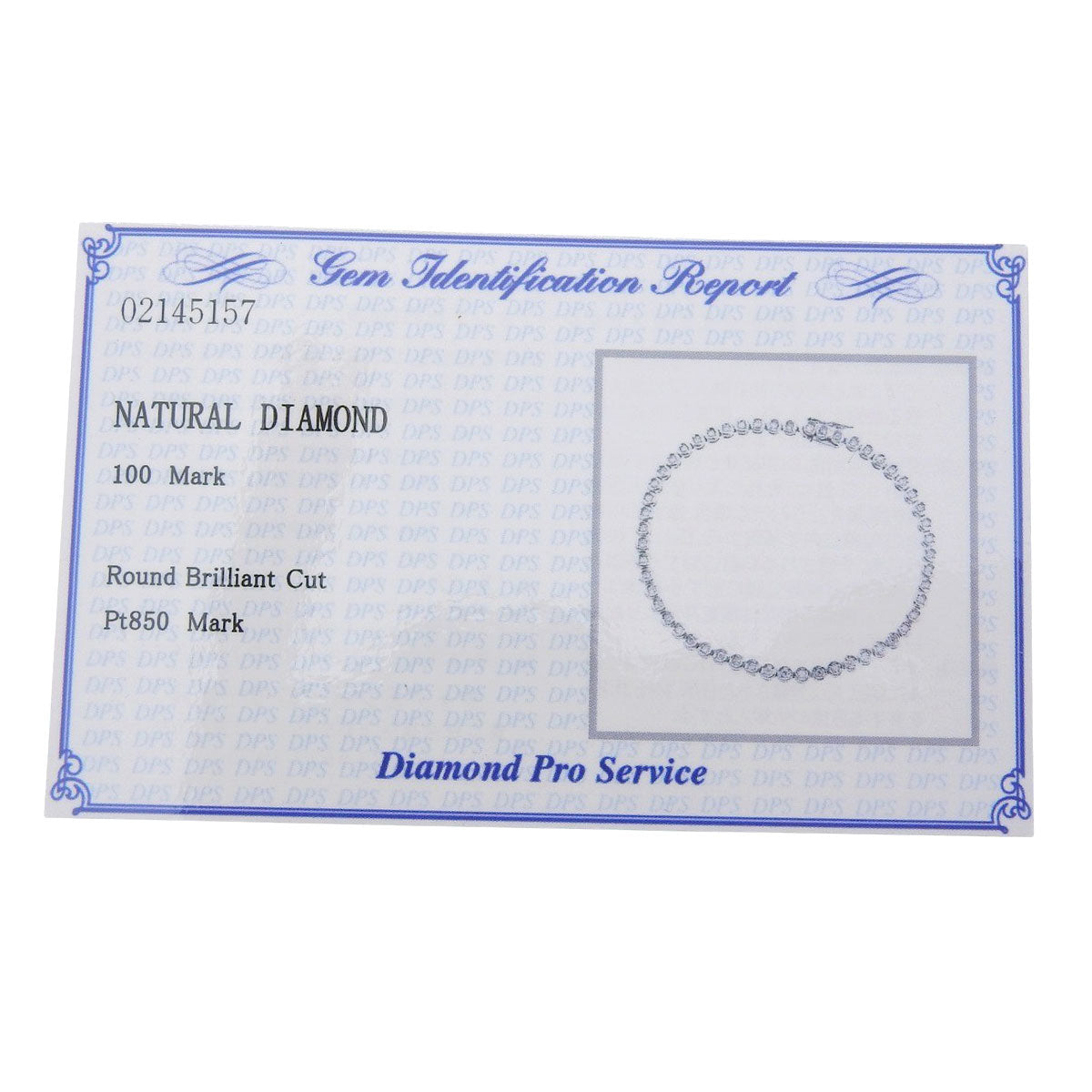 テニスブレスレット D1.00 プラチナ Pt850 12.9g