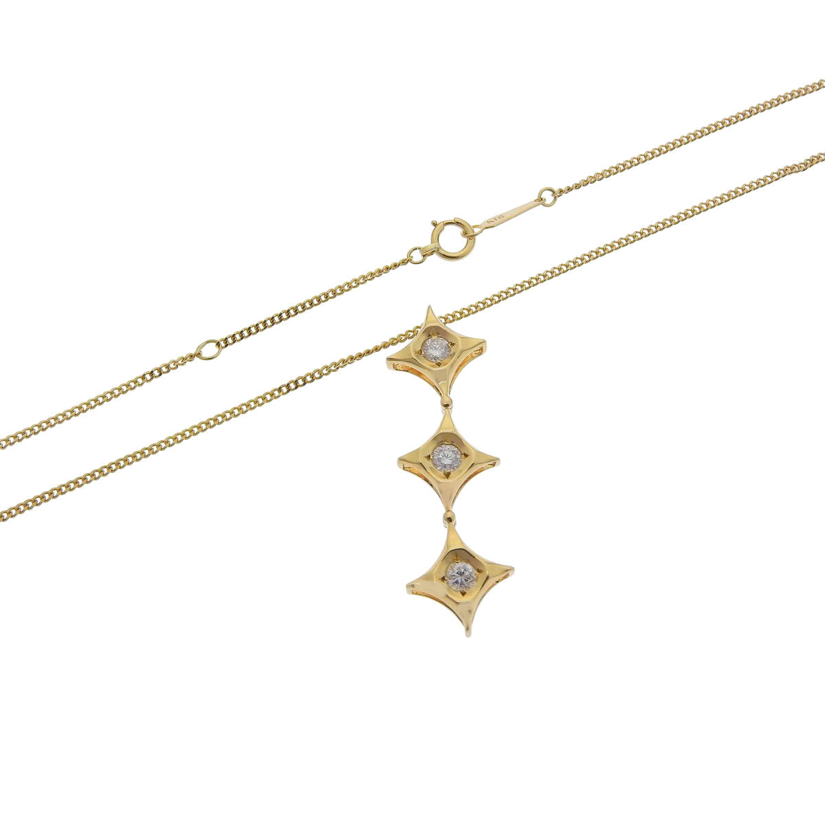 Four-pointed star diamond necklace D0.30, 18K yellow gold, 4.6g