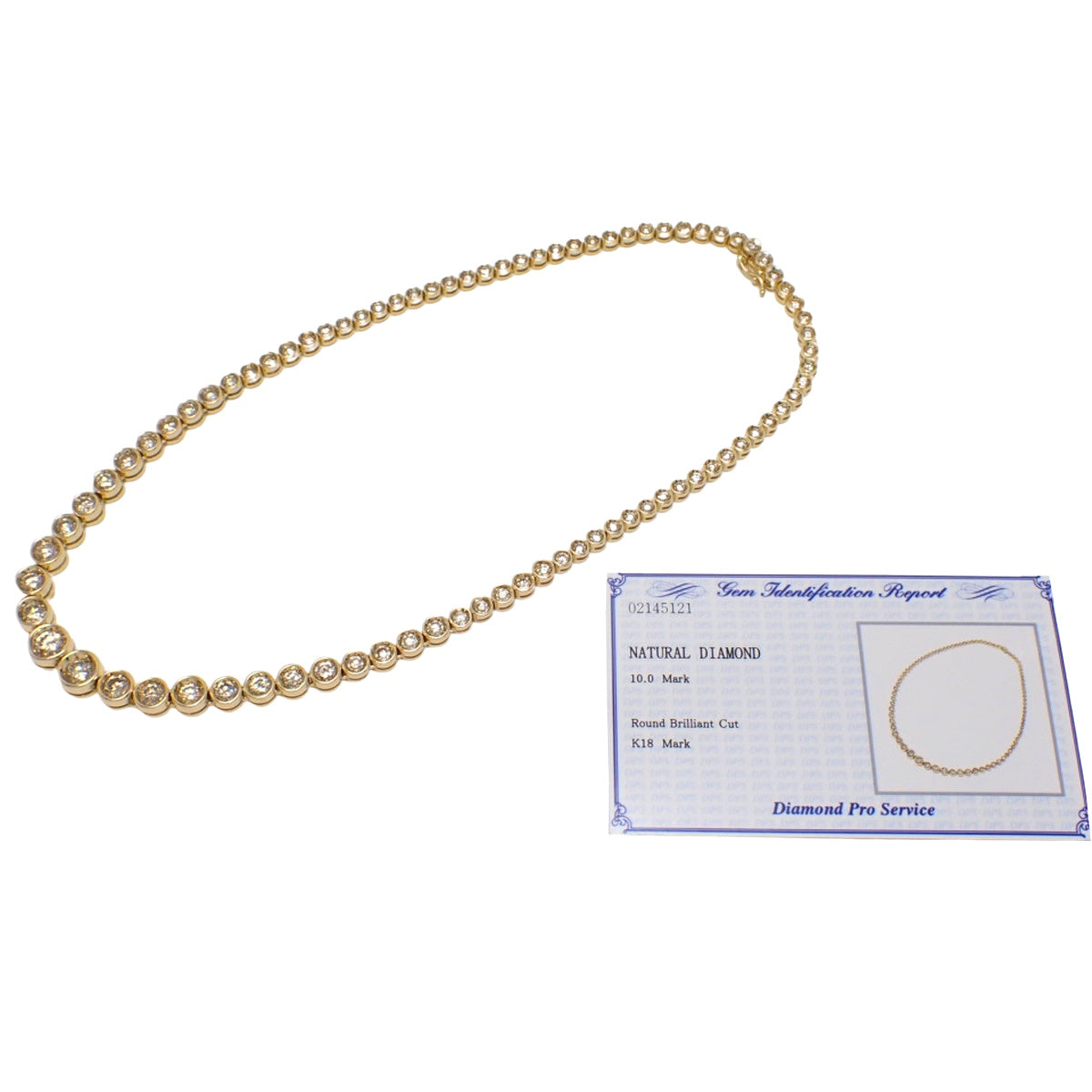 Diamond Tennis Necklace D10.0 Yellow Gold K18YG