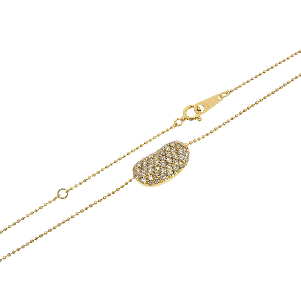 Pavé Diamond Bean Necklace D0.68 Yellow Gold K18YG 4.3g