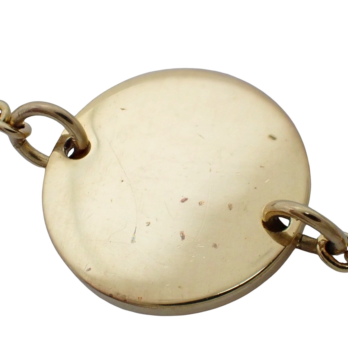 F 是 Fendi 黄铜镶嵌锆石链手镯 (GP)