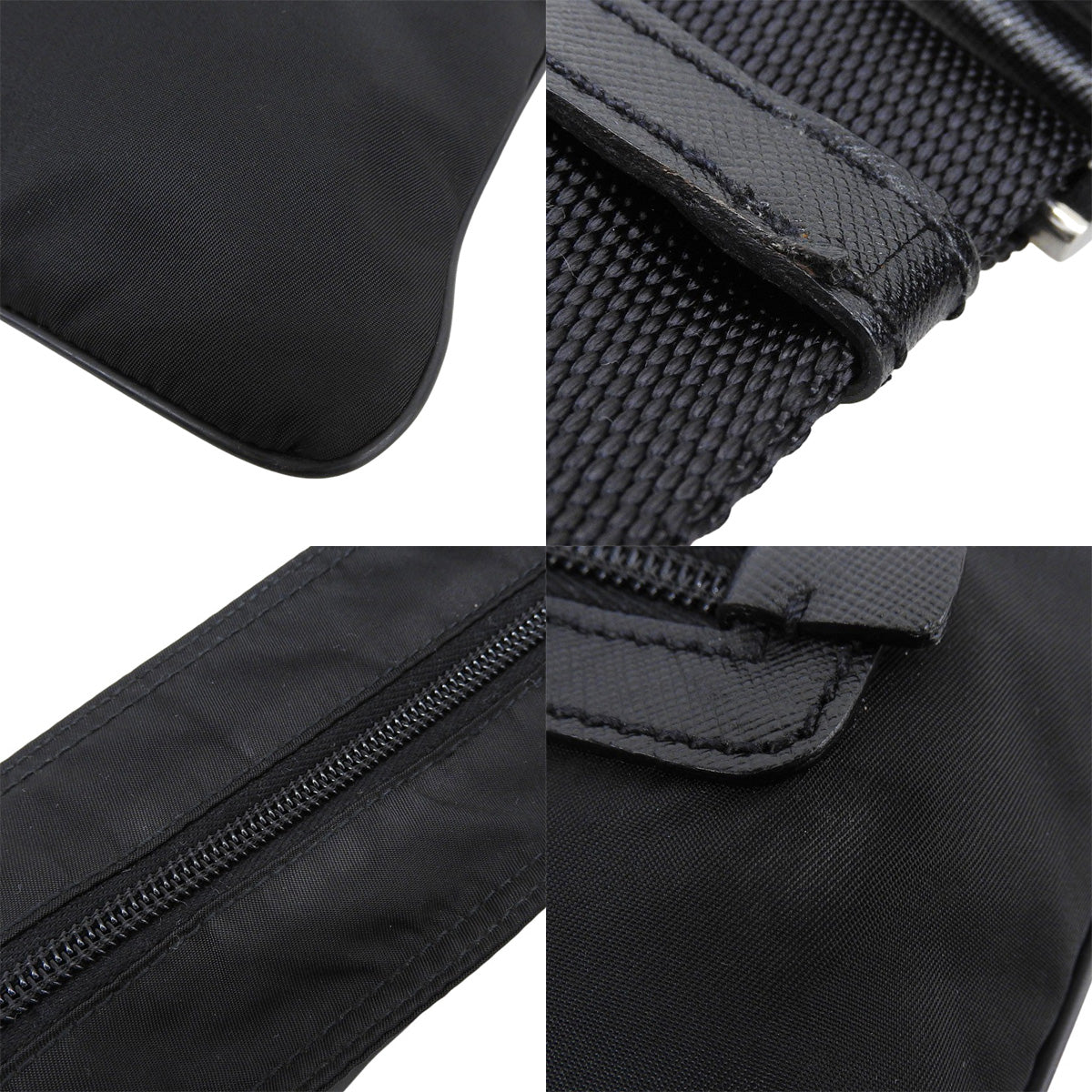 Triangle logo plate nylon shoulder bag NERO VA0053