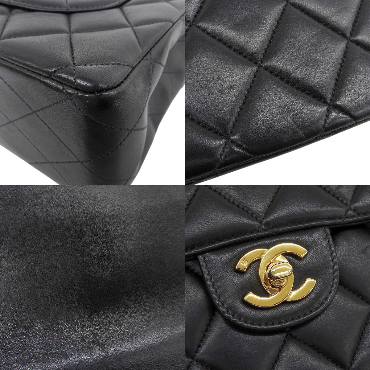 Matelasse链条单肩包,羊皮,黑色