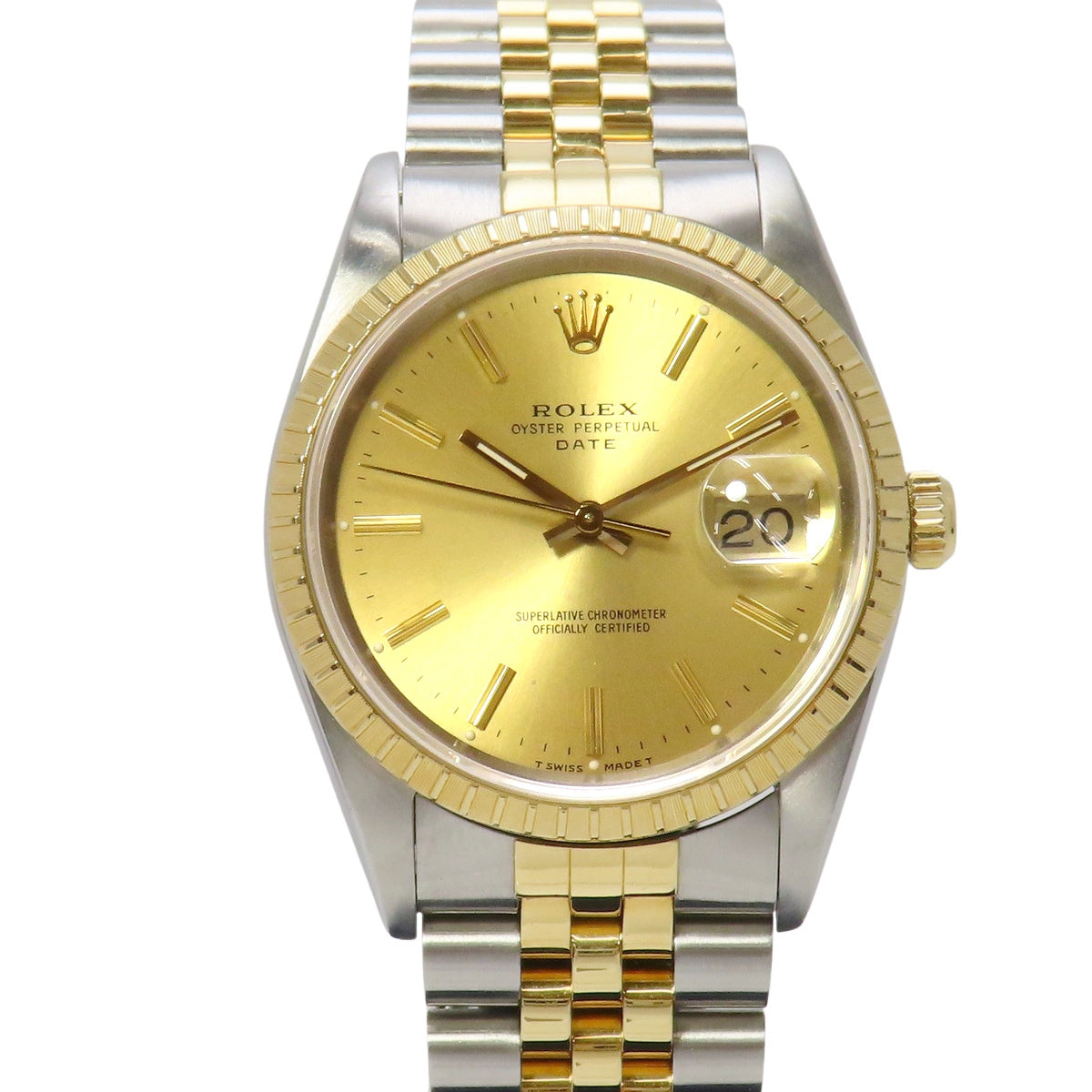 蚝式恒动日历型 15223 YG/SS L 香槟金自动男士腕表