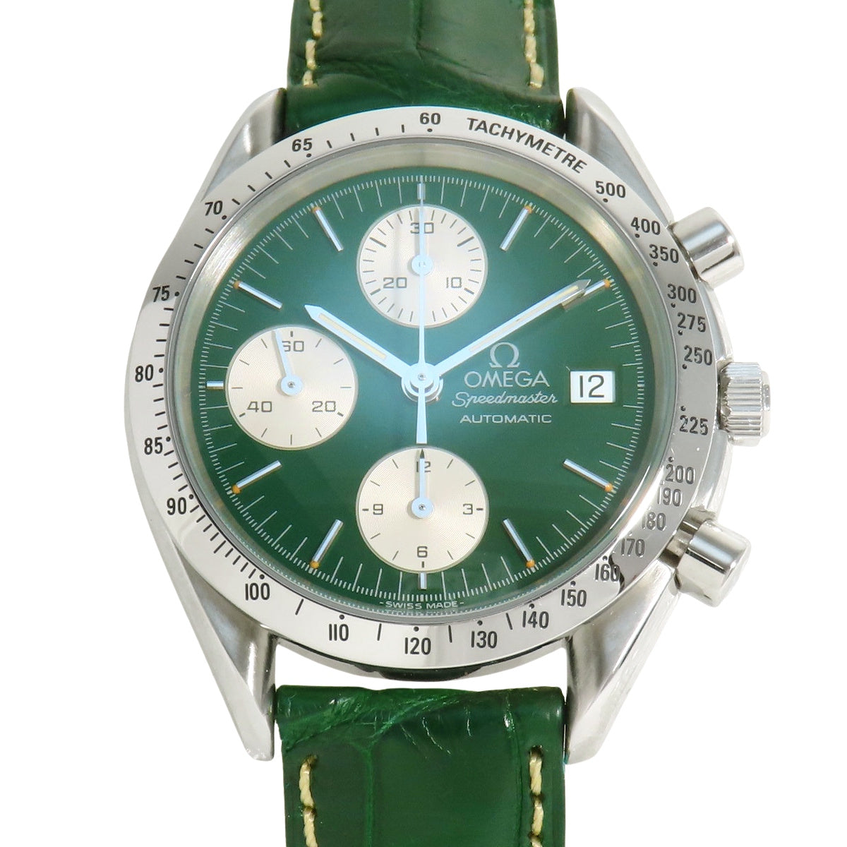 Speedmaster Date 3811.70.26 SS/Leather Green Automatic Men's