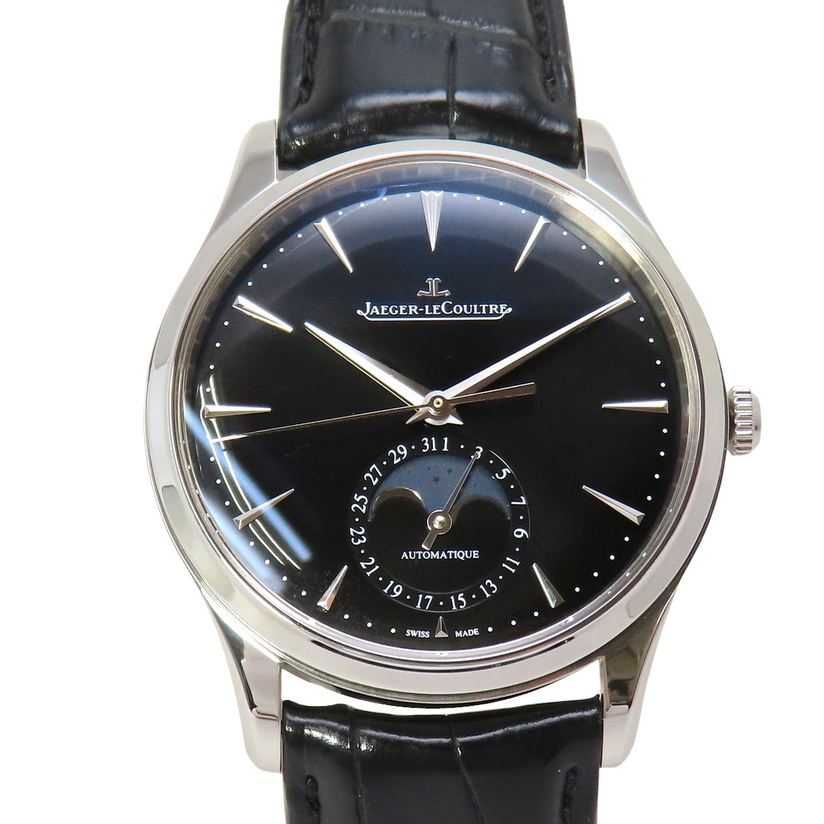 マスター・ウルトラスリム・ムーン Q1368471 SS/革 ブラック 自動巻き メンズ