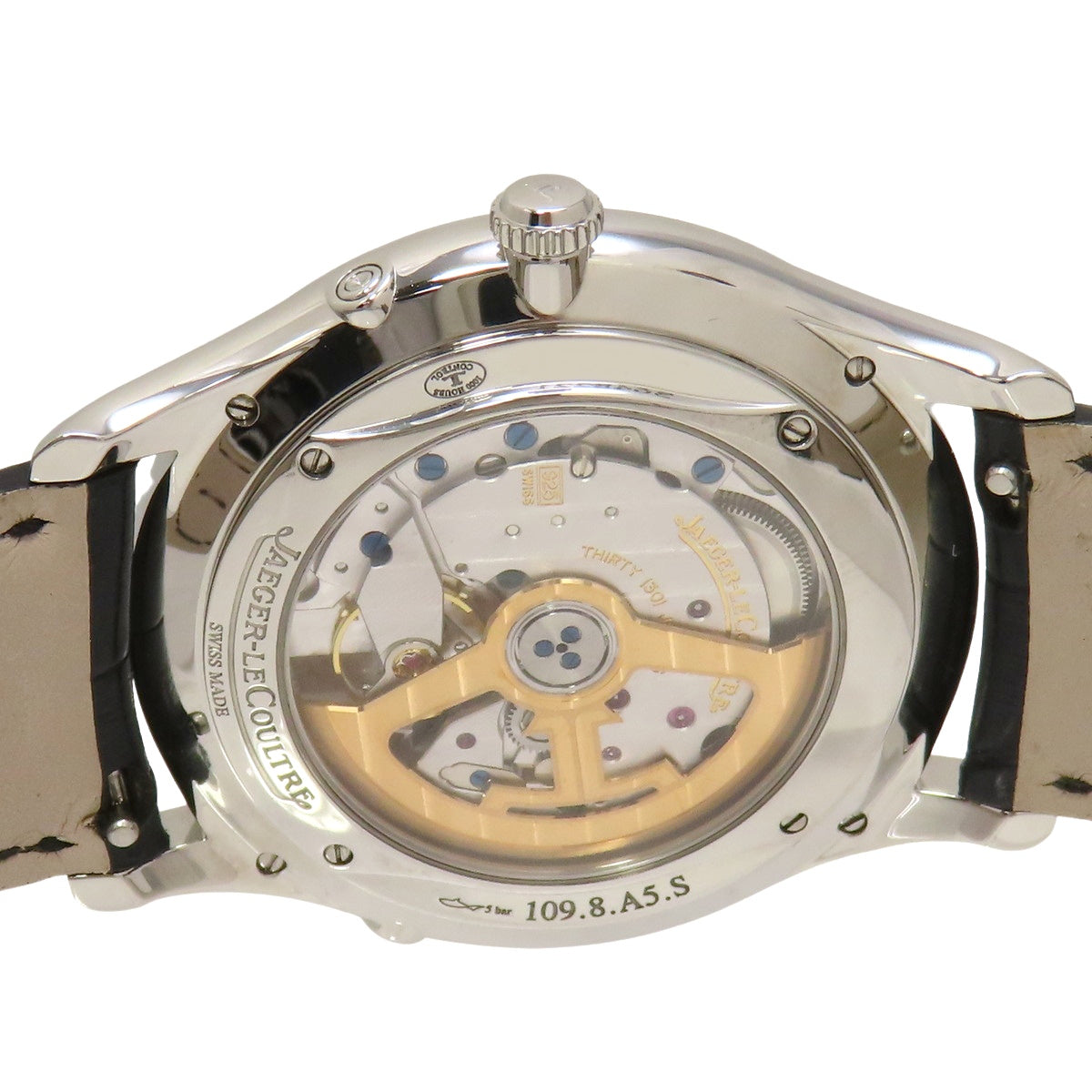 Master Ultra Slim Moon Q1368471 SS/Leather Black Automatic Men's