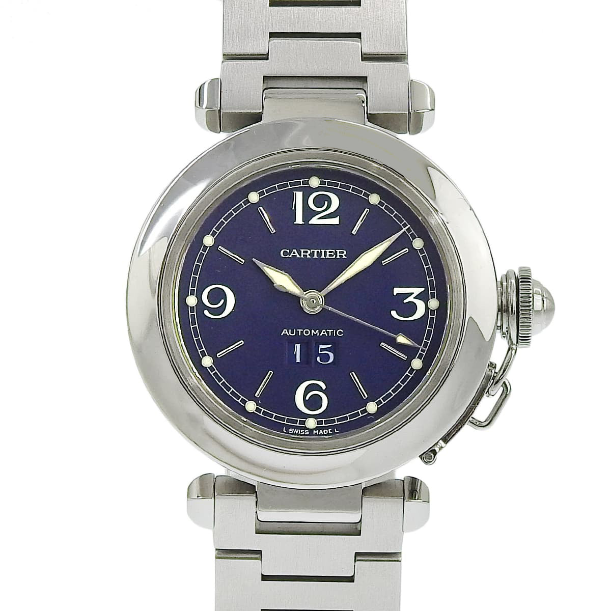 パシャC ビッグデイト W31047M7 SS ブルー 自動巻き レディース