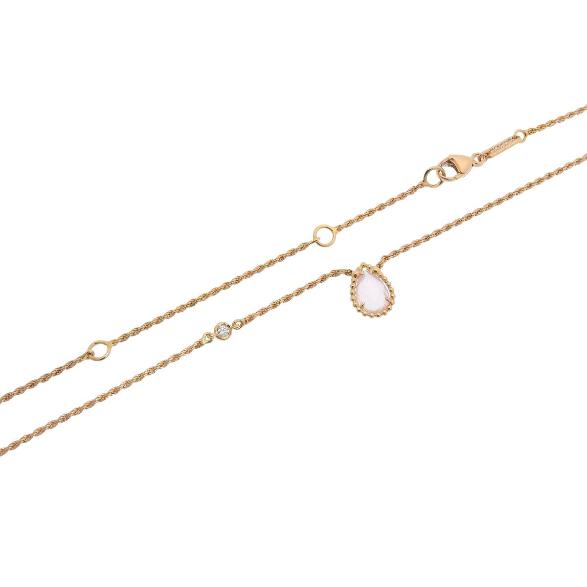 Serpent Bohème Pendant, Extra Small, Pink Quartz/Diamond, Pink Gold, 18K Pink Gold, 4.2g
