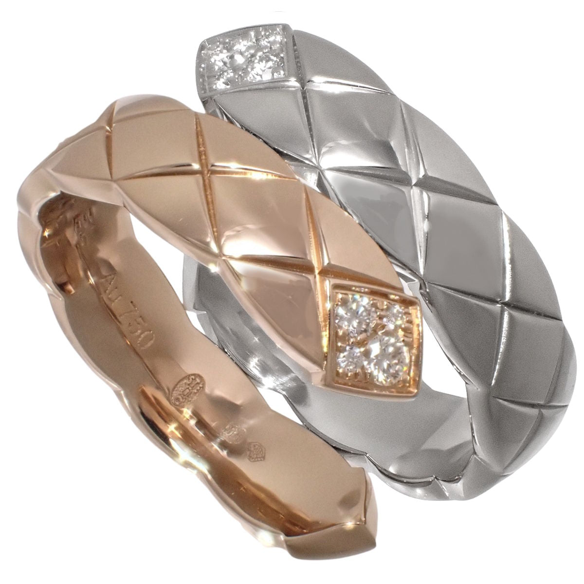 Coco Crush Large Diamond Ring in White Gold (18K White Gold) or Pink Gold (18K Pink Gold)