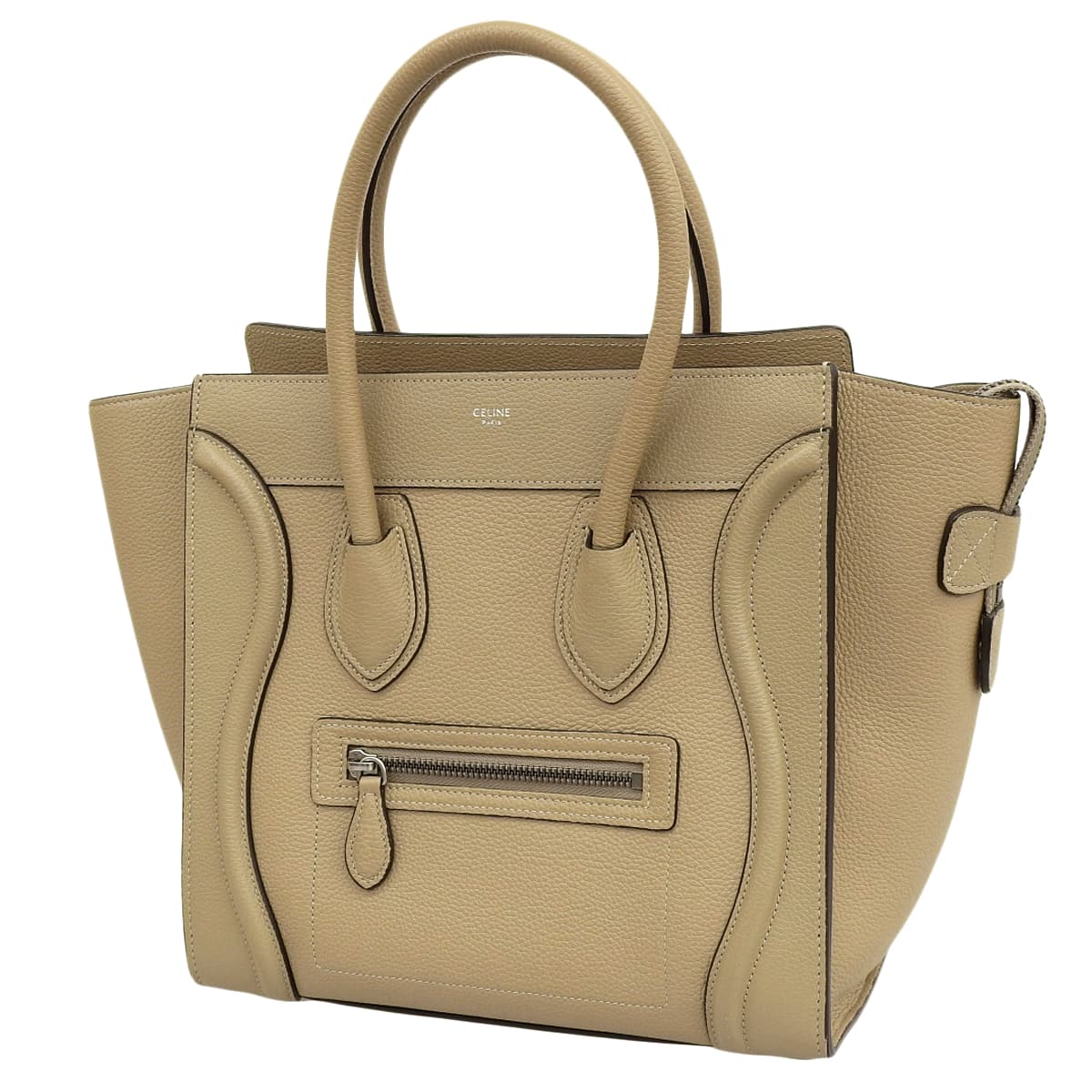 Luggage Micro Shopper in Drummed Calfskin, Beige, 189793DRU.03UN