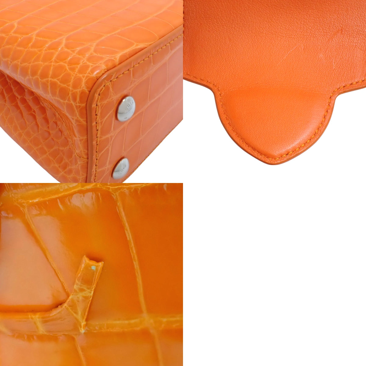 Capucine Mini, alligator crocodile, brilliant orange.