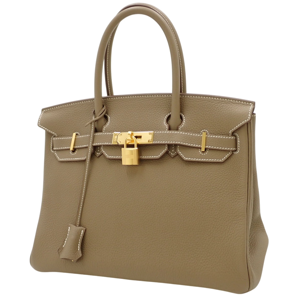 Birkin 30,Taurillon Clemence Etoupe/Etoupe 皮革,金色五金配件,Z 标记