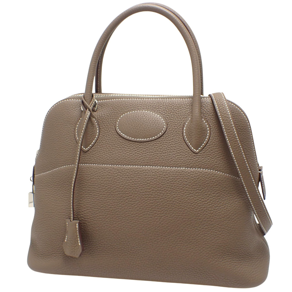 Bolide 31,Taurillon Clemence 皮革,钯金五金配件,Etoupe/Etoupe,银色五金配件,C 印记