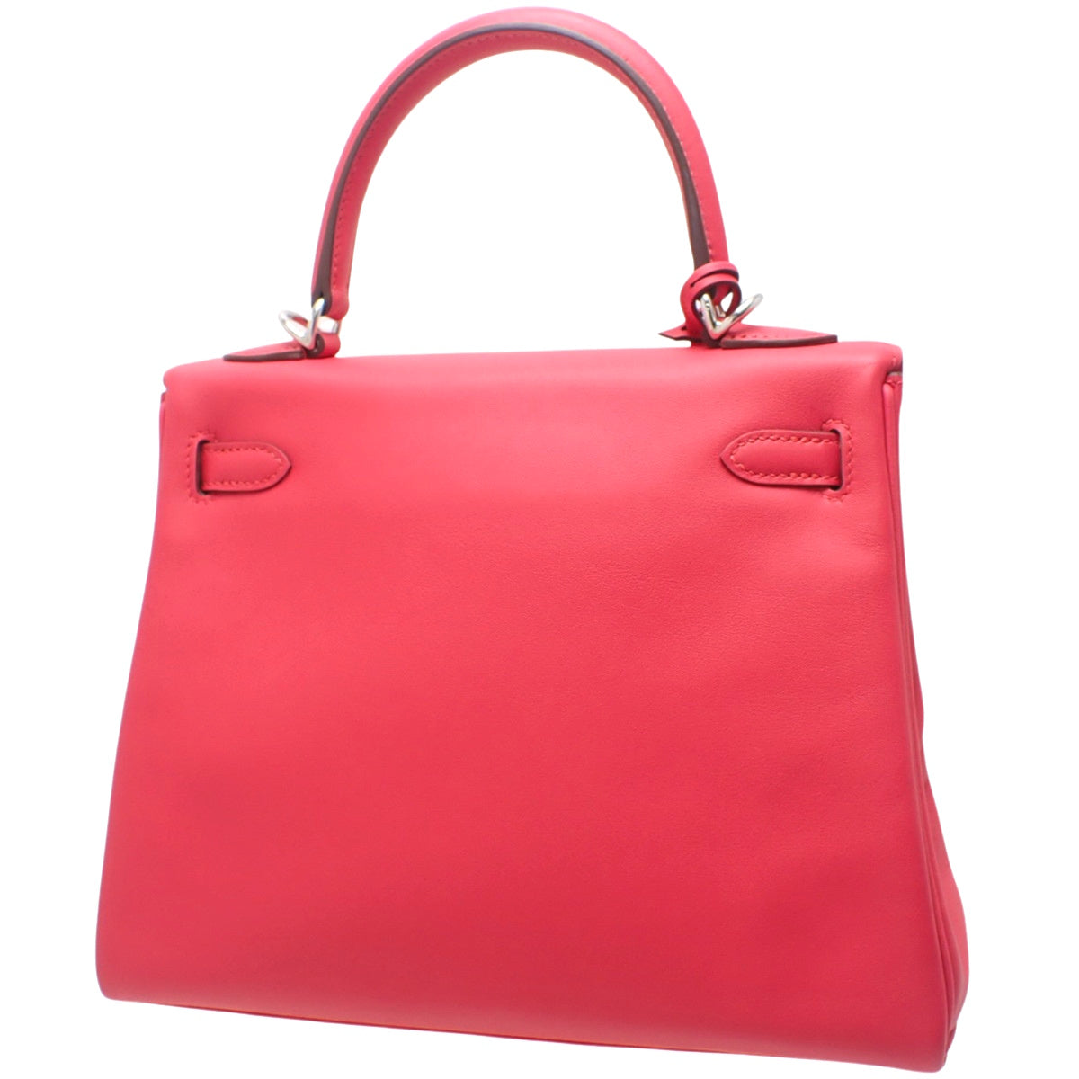 Kelly 25 (inner-stitched) Swift, Raspberry, Silver Hardware, W stamp.