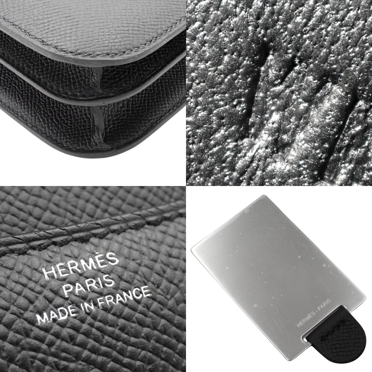 【新品】Constance 3 Mini Miroir 爱普生皮革钯金配件黑色W印章