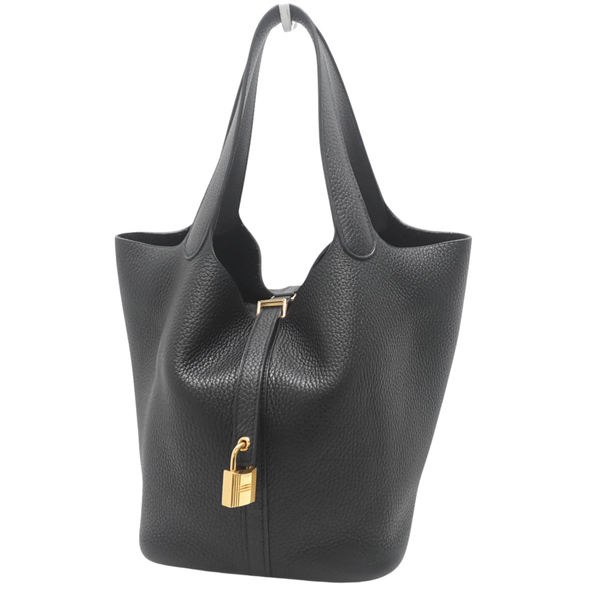 Picotin Lock MM, Toray Clemence leather, black, gold hardware, Z stamp.