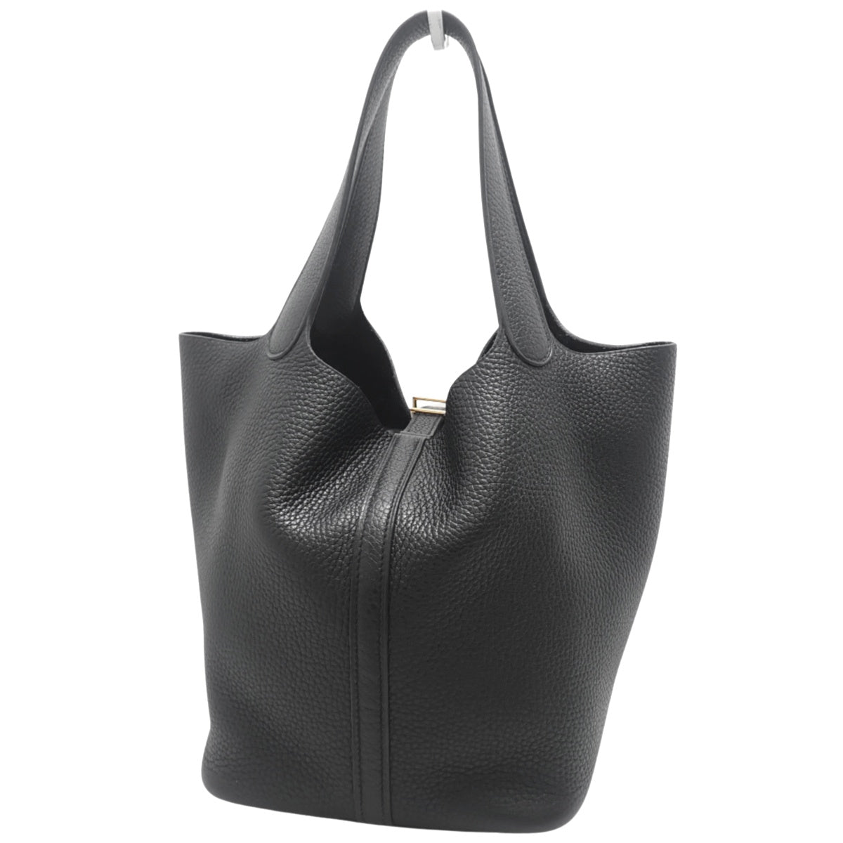 Picotin Lock MM, Toray Clemence leather, black, gold hardware, Z stamp.