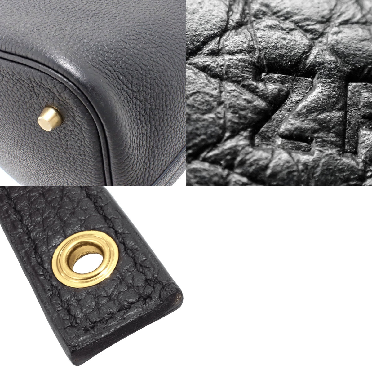 Picotin Lock MM,Taurillon Clemence皮革,黑色,金色五金件,Z刻印。