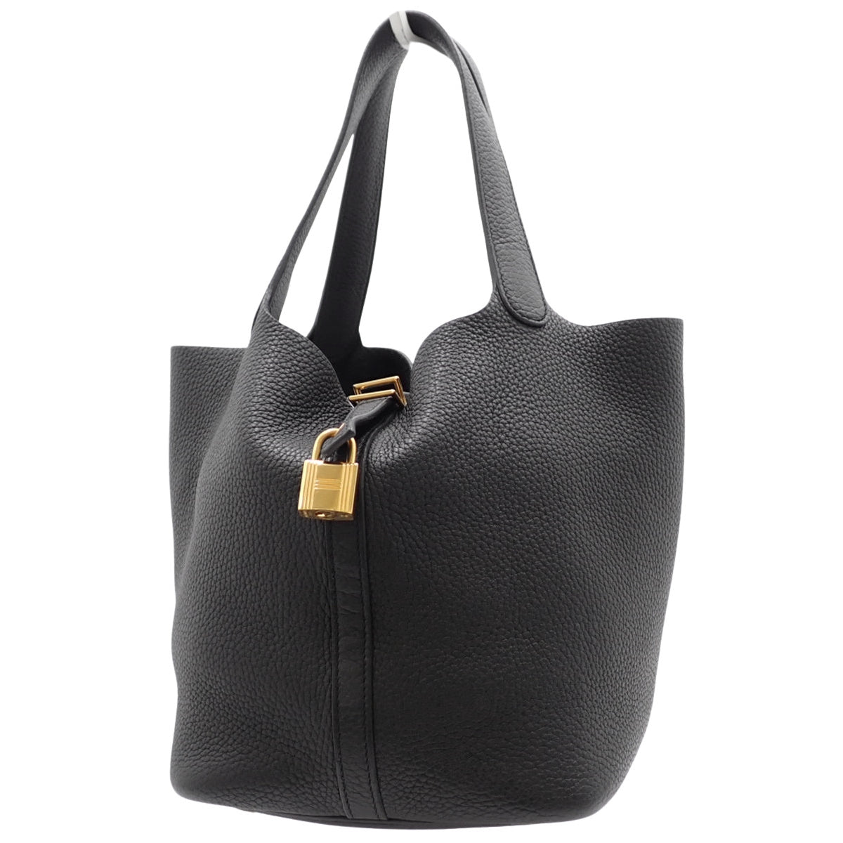 Picotin Lock MM, Toray Clemence leather, black, gold hardware, Z stamp.