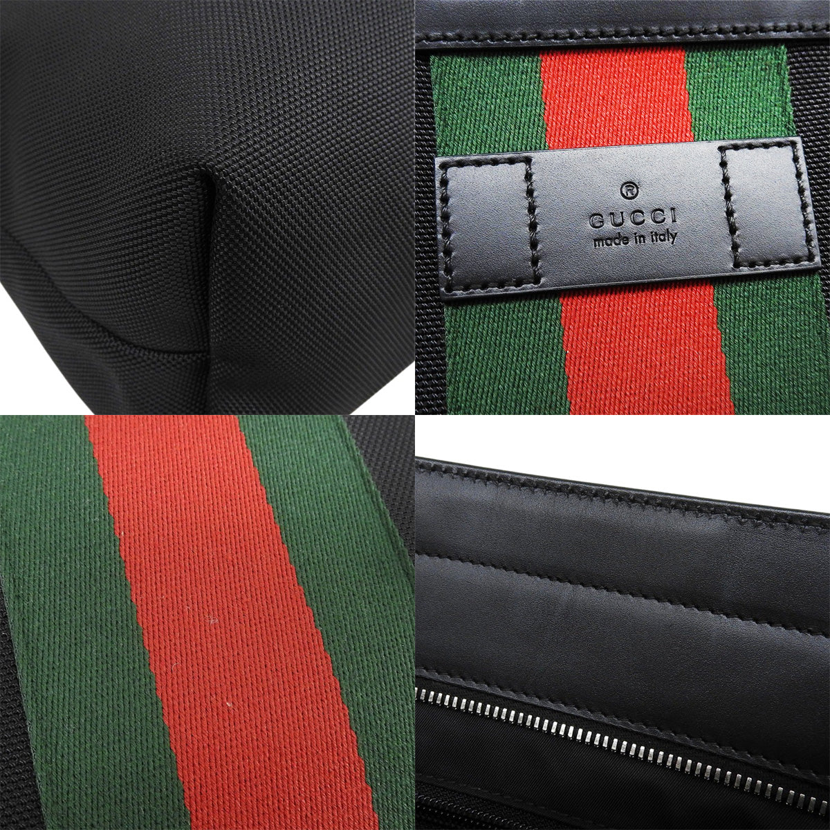 黑色、红色和绿色尼龙帆布手提袋 (631245)