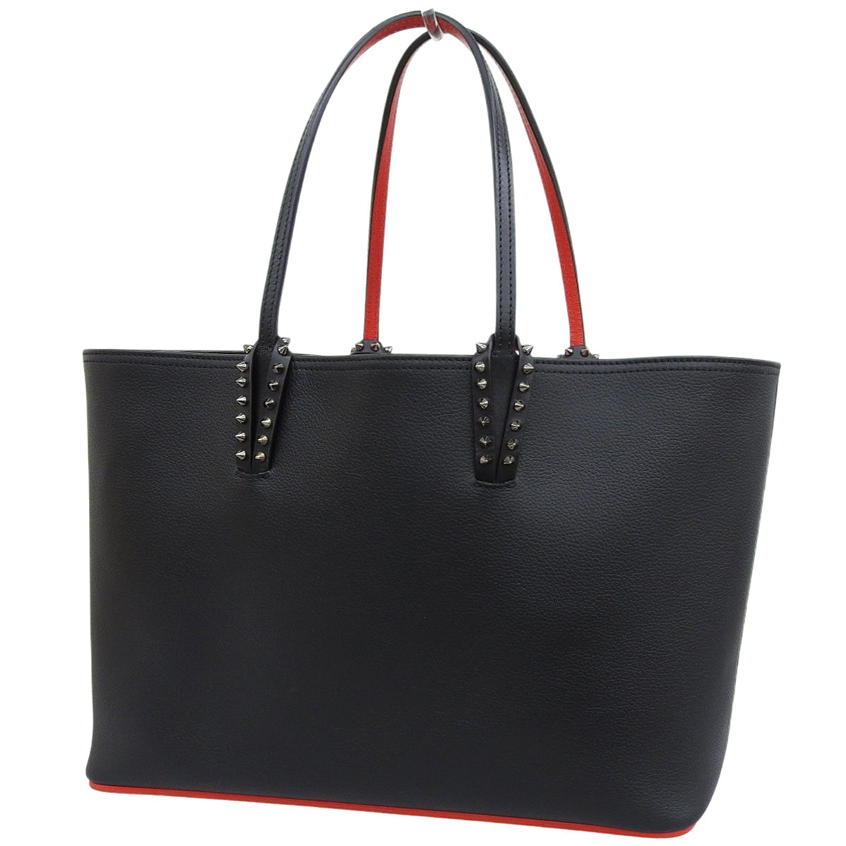 Cabata Calfskin Black Red 3205218CM53 Cabata Tote Shoulder Bag with Studs